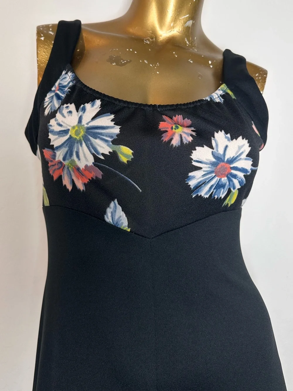 Vintage Jody of California Black Floral sleeveless Maxi Dress w/ bolero jacket